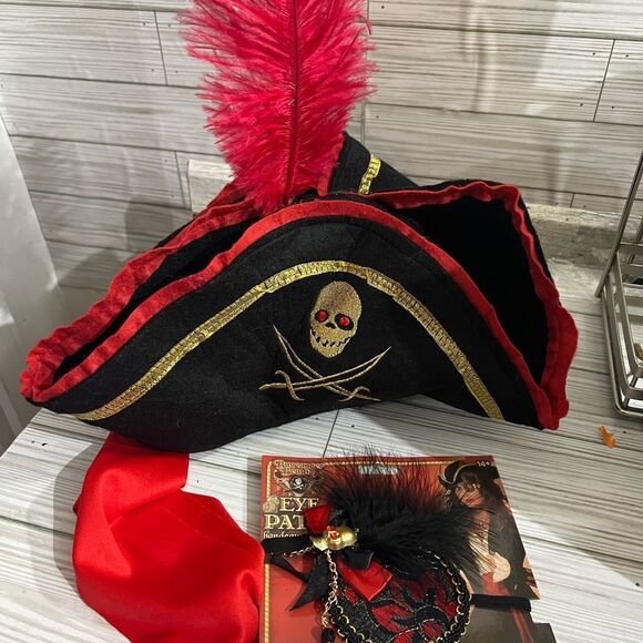 Pirate Accessories Hat and Eye Patch - Picture 1 of 4